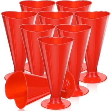Imagem de Ziliny 50 peças de taças de champanhe em forma de coração, taças de champanhe de 160 ml, copos de vinho de plástico descartáveis para coquetéis, bebidas, aniversários, festas de casamento (vermelho)