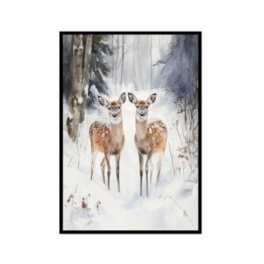 Imagem de Impressão de pôster de arte de parede retrô de Natal Papai Noel alce paisagem de inverno imagens de Natal para bar em casa, pub, cozinha, café, loja, decoração de férias (SKU11,40,6 x 61.0 cm = (40 x