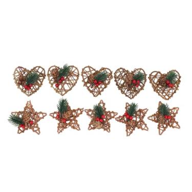 Imagem de Pinha ornamento natal picaretas bagas vermelhas estrutura de madeira pinha decoração para grinalda peça central buquê decorações do feriado 10 pçs