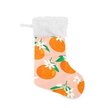 Imagem de STAYTOP Meias de Natal laranja 1 peça, meias grandes de Natal, decorações de presente e suprimentos de festa, usadas para decoração de lareira meias decoração de árvore de Natal