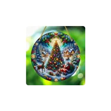 Imagem de Enfeite de disco de acrílico de Papai Noel de Natal para árvore, parede, janela, decoração de festa em casa (G)