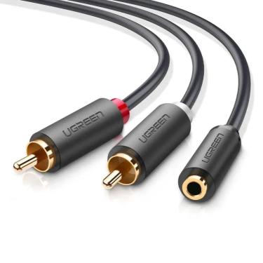 Imagem de Cabo Áudio Ugreen Av102 P2 Fêmea P/2 Rca Macho 1m Preto