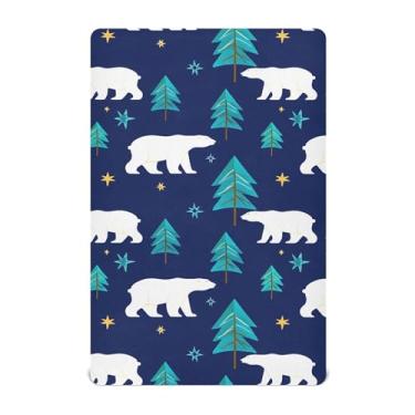 Imagem de Burbuja Lençol de berço de ursos polares para meninos e meninas, lençol com elástico 71 x 132 cm para colchões de berço padrão e infantil, macio e respirável