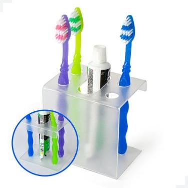 Imagem de Porta Escovas de dente de bancada 5 lugares Transparente - VIRTU SHOP 