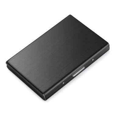 Imagem de Carteira masculina de aço inoxidável para cartão de crédito fina de metal com proteção RFID, carteira com fecho magnético antifurto, Preto, Tendência