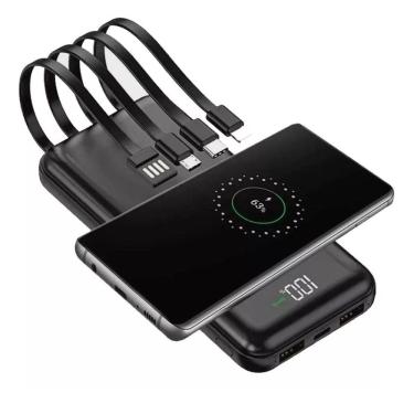 Imagem de Carregador De Bateria Power Bank 10000Mah Turbo Com 4 Cabos