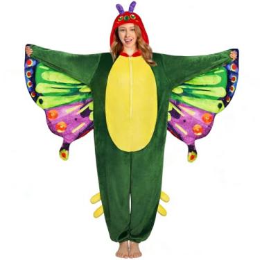 Imagem de OLAOLA Macacões de borboleta para adultos com capuz de animal com bolsos, roupa de dormir de flanela macia, unissex, pijamas de uma peça para presentes de cosplay