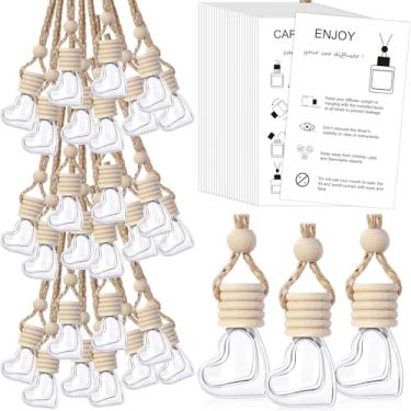 Imagem de DaisyInner 100 conjuntos de frascos difusores de carro vazios a granel pendurados aromatizadores de ar de carro com suporte de perfume de vidro a granel com cartões de instruções para pingente de