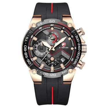 Imagem de Relógio Masculino Analógico Esportivo Cheetah 1606 Original Pulseira de Silicone Com Cronógrafo Calendário Data Ponteiro luminoso (Preto/Rose/Vermelho)