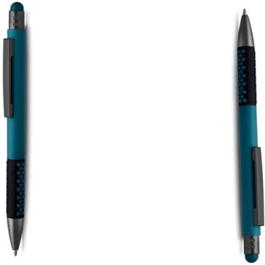 Imagem de Caneta Esferográfica em Alumínio Reciclado, Escrita Azul, Refil Tipo Parker, Ponta Touch Emborrachada, 0.8cm, Ambidestro, 15g (Kit 2 Azul)