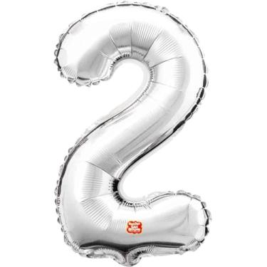 Imagem de Balão Metalizado, São Roque, Número 2, Prata, 40 cm
