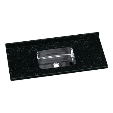 Imagem de Pia De Cozinha Mármore Sintético 120x55cm Com Cuba Aço Inox Multimóveis CR20472 Preto