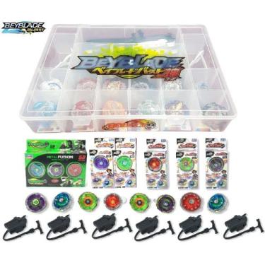Imagem de Kit 8 Beyblade Com Luz Led 6 Lançador + Maleta Beyblade - Tornado, Bey