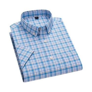 Imagem de Camisa Masculina Slim Fit Xadrez De Algodão Verão Manga Curta Casual R