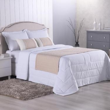 Imagem de Kit 5 Peças Peseira de Cama Queen com Almofadas Cheias Copacabana Micropercal 300 Fios (Cáqui)