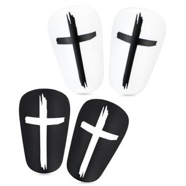 Imagem de 2 pares de mini caneleiras de futebol, 10 x 6 cm, preto e branco, estilo cruz extra pequeno, mini almofadas de futebol, equipamento de proteção para adolescentes e adultos