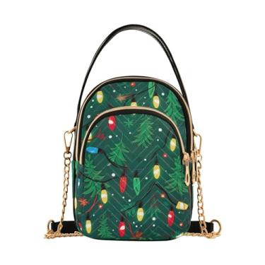 Imagem de Landscapes Arch in Garden Crossbody feminino, bolsa com alça removível, bolsa transversal de viagem para mulheres, Luzes festivas de Natal em verde - 1, One Size