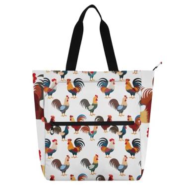 Imagem de Bolsas de trabalho coloridas brancas de galinha para mulheres, bolsa escolar, bolsa para professores, presente para amantes de livros