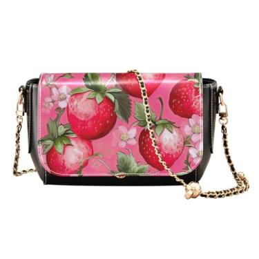 Imagem de Cactus and Flower on a Green Faux Leather Shoulder Bag, Ladies Leather Crossbody Bags, Leather Bag for Women Crossbody, Morango em rosa - 4, One Size