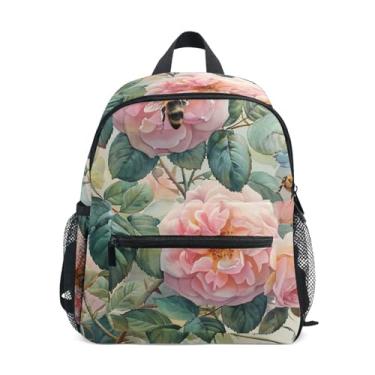 Imagem de GAIGEO Roses Flowers Painting Backpacks for Toddlers, 10x4x12 In, Little Girl Backpack Includes Water Bottle Pockets, Whistle Clip for Safety