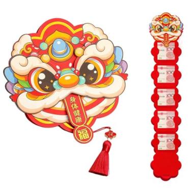 Imagem de Envelope vermelho dobrável de ano novo, envelope vermelho de pressão tridimensional da maré nacional para o festival da primavera, lindo suporte de cartão de presente surpresa de Natal para