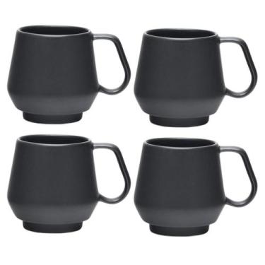 Imagem de Kit 4 Canecas Café Chá Chubby 330ml Preto Jabuticaba Oxford