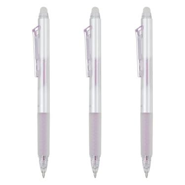Imagem de PATIKIL 3 canetas de gel apagáveis, canetas de gel retráteis com glitter de 0,7 mm, apagáveis ao calor, marcadores de escrita suaves com aroma de morango para scrapbook, pintura, escrita, roxo claro