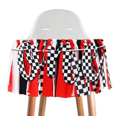 Imagem de Banner de cadeira alta para carro de corrida - Decorações de festa de carro de corrida de 1º aniversário, decorações de primeiro aniversário para meninos, decoração de bolo vintage vermelho