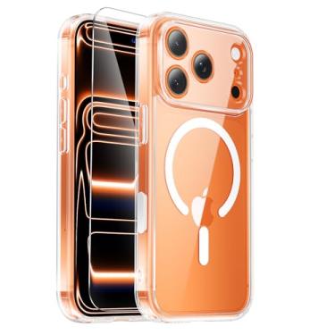 Imagem de Yzoiko Capa magnética forte para iPhone 17 Pro Max, 1 película protetora de tela [5 x proteção de nível militar] compatível com MagSafe antiamarelamento à prova de choque fina capa fina de 6,9