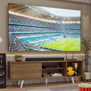 Imagem de Rack Para Tv Até 80 Polegadas 160cm Rustic Pés Branco Torino Madesa Ru