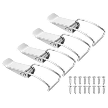 Imagem de PATIKIL 4 peças de trava com mola de aço inoxidável, trava de ferrolho de fixação de 11,7 cm com parafusos de montagem para caixa de madeira de celeiro de porta de armário