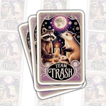 Imagem de Pacote com 3 peças de adesivos de arte de animais da floresta com guaxinim e gambá sob o luar, vintage, estética e humor para laptop, garrafa de água, caderno, janela de carro, 7,6 cm (7,6 cm)