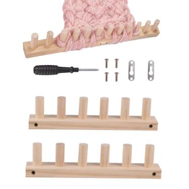 Imagem de Tear de tricô grosso de 59,9 cm, kit de tear de tecelagem DIY de madeira, moldura de cobertor modular ajustável, inclui ferragens de montagem, tear de tricô 2 em 1 para cobertores, mantas, afegãos