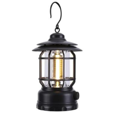 Imagem de Luz de emergência LED recarregável portátil, com bateria de 1200 mAh com iluminação vintage ajustável, ideal para acampar(Preto)