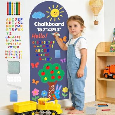 Imagem de Decalque magnético de parede em arco para crianças quadro negro azul marinho quadro magnético autoadesivo para parede adesivo de parede para sala de jogos quadro negro rolo de papel de parede para