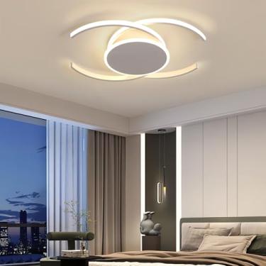 Imagem de Luminária de teto LED 120W dimerizável, moderna, preta, para sala de estar, com controle remoto, temperatura de cor de 3000K a 6000K, ideal para quarto, cozinha e sala de jantar (60cm).