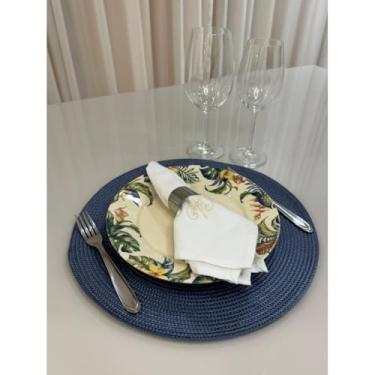 Imagem de Jogo Americano Mesa Posta Impermeável Redondo ou Retangular para Jantar e Eventos – Kit 4 ou 6 Lugares Decorativo Luxo (12. Azul Petróleo,6 unidades)