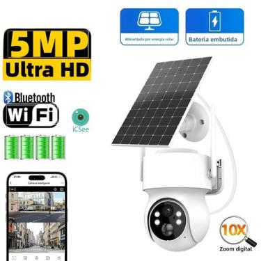 Imagem de Câmera PTZ WiFi Externa Com Zoom 10X, Alimentada Por Energia Solar, Vi