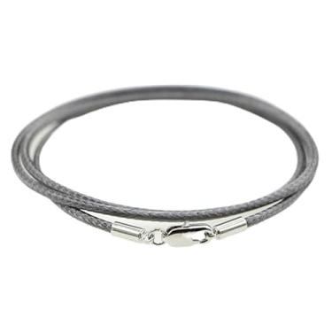 Imagem de Colar de couro trançado de 40 cm, corrente de corda de cera para homens e mulheres, 2 mm de largura, 50 CM, Metal, Sem Pedra Preciosa