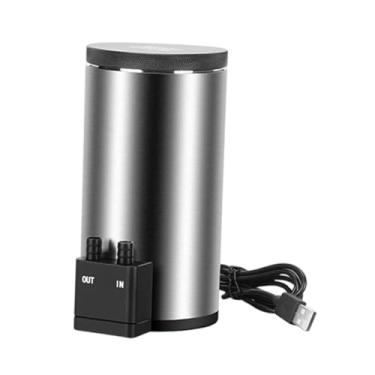 Imagem de Dualoai Filtro externo para aquário, compacto, fácil de instalar, com bomba USB, em aço inoxidável, minimalista, eficiente e silencioso, 15 Cm X 8 Cm