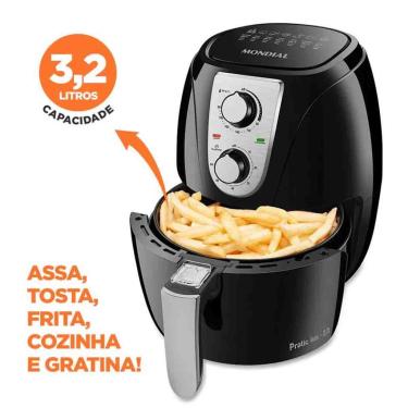 Imagem de Fritadeira Eletrica Sem Oleo Air Fryer 3,2 Litros Mondial Af34 220V Preto