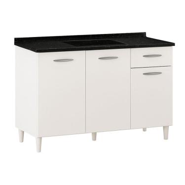 Imagem de Conjunto Balcao de Cozinha Com Pia Granitada 3 Portas 1 Gaveta Poquema