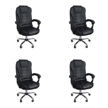 Imagem de Kit 4 Cadeiras Escritório Presidente Ergonômica - Preto