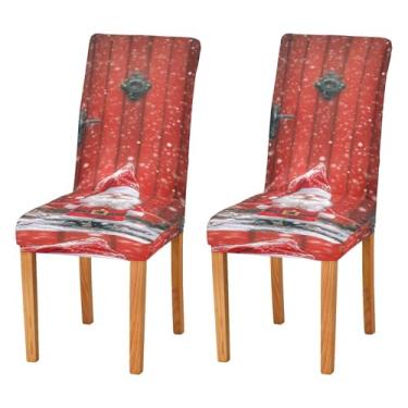Imagem de SEHANY Conjunto de 2 capas de cadeira de gnomo de Papai Noel para sala de jantar, elástico, removível e lavável, para cozinha, hotel, festa, decoração de Natal