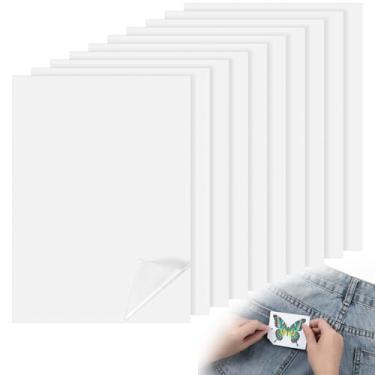 Imagem de Estabilizador de bordado solúvel em água pegajoso, 10 peças, 21 x 27 cm, papel de bordado solúvel em água, lavagem, peso médio, para impressão e padrões prontos para desenhar para bordado à mão e à