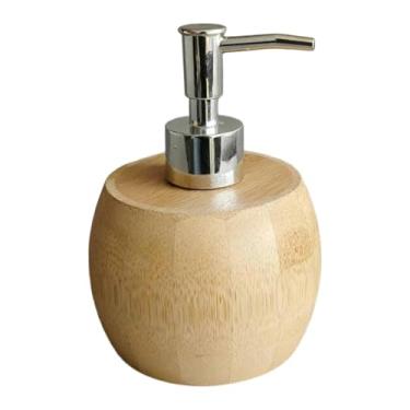 Imagem de WeiLaiKeQi Dispensador de sabonete líquido de bambu, frasco com bomba recarregável para óleos de massagem, condicionador e detergente de louça, ideal para