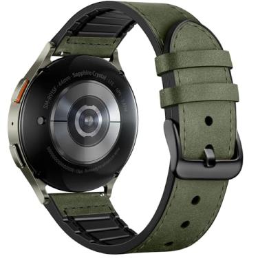 Imagem de Adorve Pulseiras de couro compatíveis com Samsung Galaxy Watch 7/Galaxy Watch 6 de 40 mm e 44 mm, Watch 6/4 Classic, 5 Pro/5/4/FE/Active 2, pulseira de couro de grão superior de 20 mm para Samsung