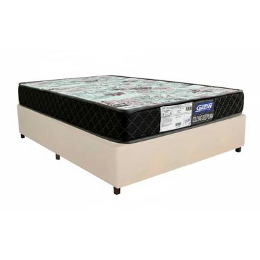 Imagem de Cama Box Bege + Colchão D23 GAZIN SONOLAR SUPREME 88x188x51cm 100% ESPUMA INMETRO