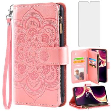 Imagem de Asuwish Capa de telefone para celular Boost Mobile Celero 5G Plus 7 polegadas 2023 capa carteira com protetor de tela de vidro temperado e couro flor flip porta-cartão de crédito suporte acessórios