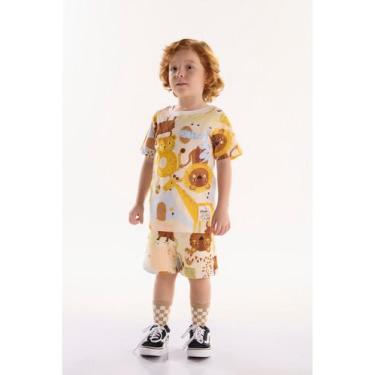 Imagem de Conjunto Infantil Menino com Camiseta e Bermuda Safari Três e Já, Off,